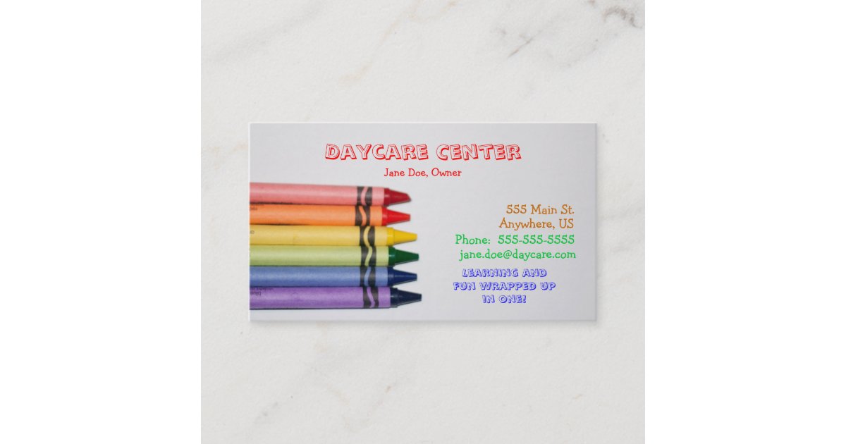 Daycare Crayons Template Business Card Zazzle