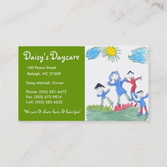 Daycare Green Grass Business Card (Front)