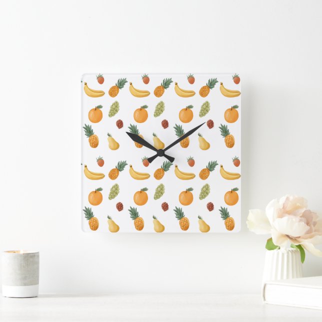 Daycare Nursery - Fruits, Square Wall Clock (Home)