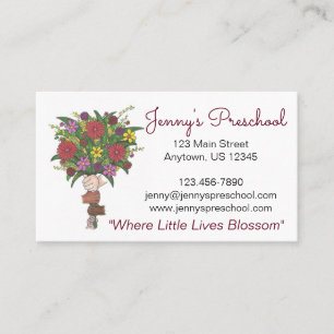 Daycare Preschool Teacher Little Hands Bouquet Business Card