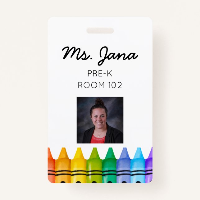 Daycare Primary Teacher Photo ID Badge (Front)