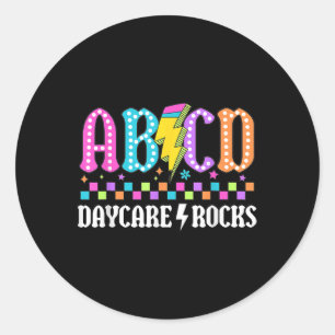 Daycare Rocks Abcd Back To School Funny Rock Teach Classic Round Sticker