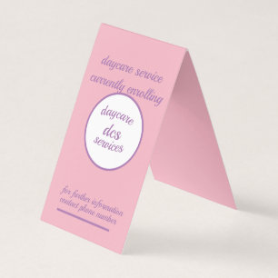 Daycare Service Folded vertical Tent Business Card