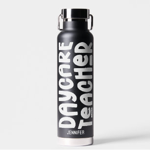 Daycare Teacher Simple White Text Design Water Bottle