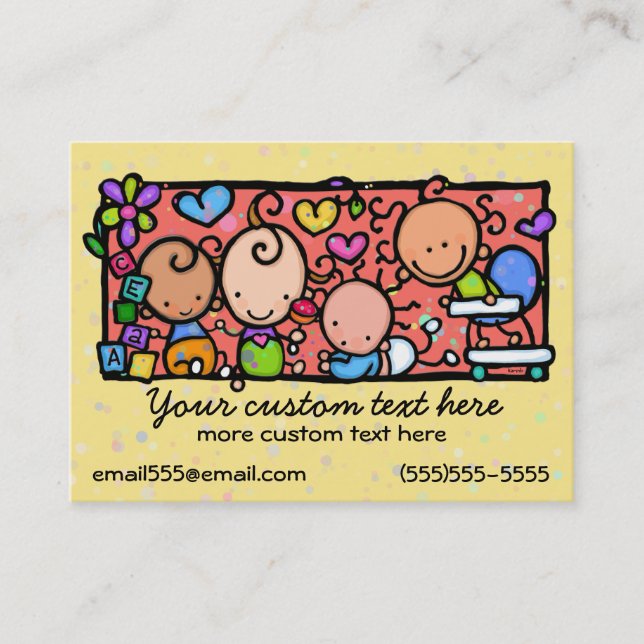 Daycare Toddlers Baby Nursery Babysitting template Business Card (Front)