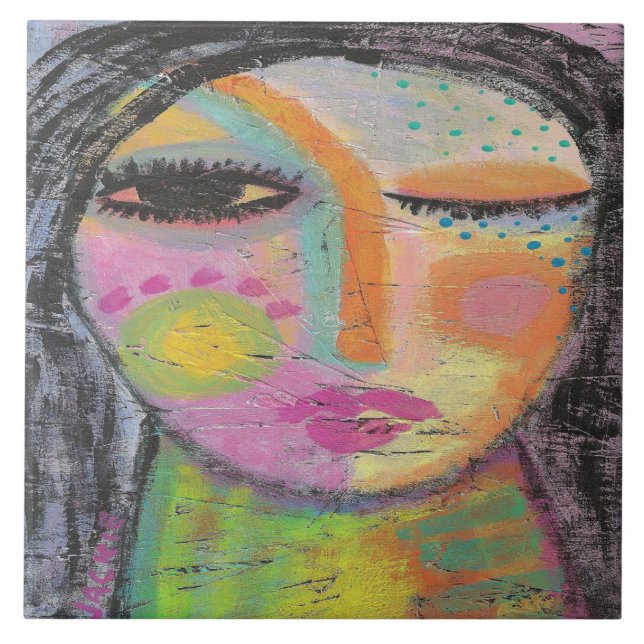 Daydream Abstract Acrylic Painting on OSB Board Ceramic Tile (Front)