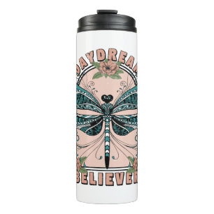 Daydream, Cute Dragonfly, Pretty Floral Design Thermal Tumbler
