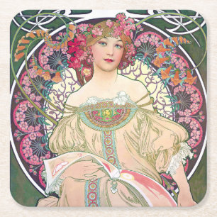 Daydream (Spring), Mucha Square Paper Coaster