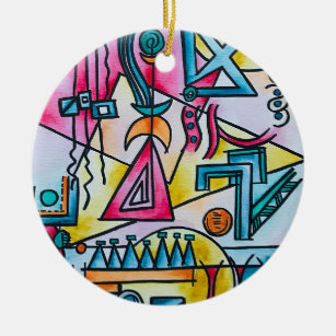 Daydream-Whimsical Hand Painted Abstract Art Ceramic Ornament