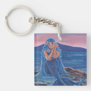 Daydreamer blue mermaid by Renee Lavoie Key Ring