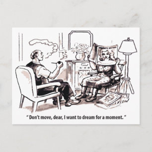 Daydreamer, Man and Woman relationship, Humour, Postcard