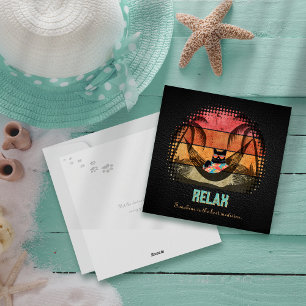 Daydreaming Cool Cat's Tropical Escape Holiday Card