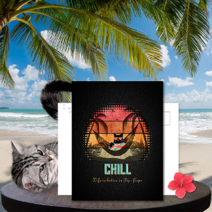 Daydreaming Cool Cat's Tropical Escape Holiday Postcard