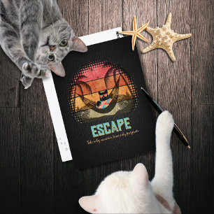 Daydreaming Cool Cat's Tropical Escape Postcard