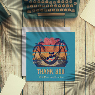 Daydreaming Cool Cat's Tropical Escape Thank You Card