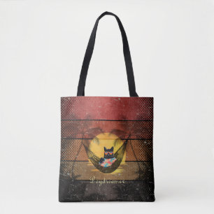 Daydreaming Cool Cat's Tropical Escape Tote Bag