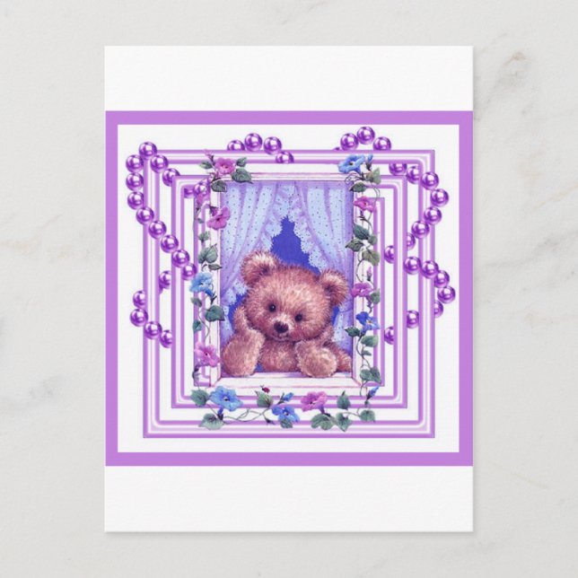 Daydreaming Teddy Bear Postcard (Front)