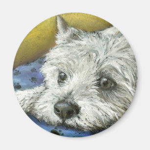 Daydreaming westie magnet