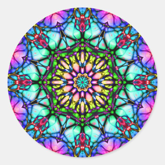 Daydreams Kaleidoscope Mandala Classic Round Sticker (Front)