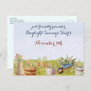 Daylight Savings Fall Back Reminder Business Postc Postcard