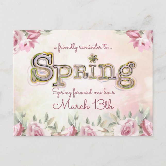 Daylight Savings Spring Forward Reminder Postcard (Front)