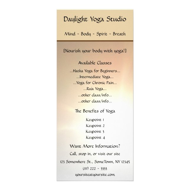 Daylight Yoga Studio Rack Card (Front)