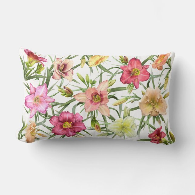 Daylilies All Over Lumbar Cushion (Front)