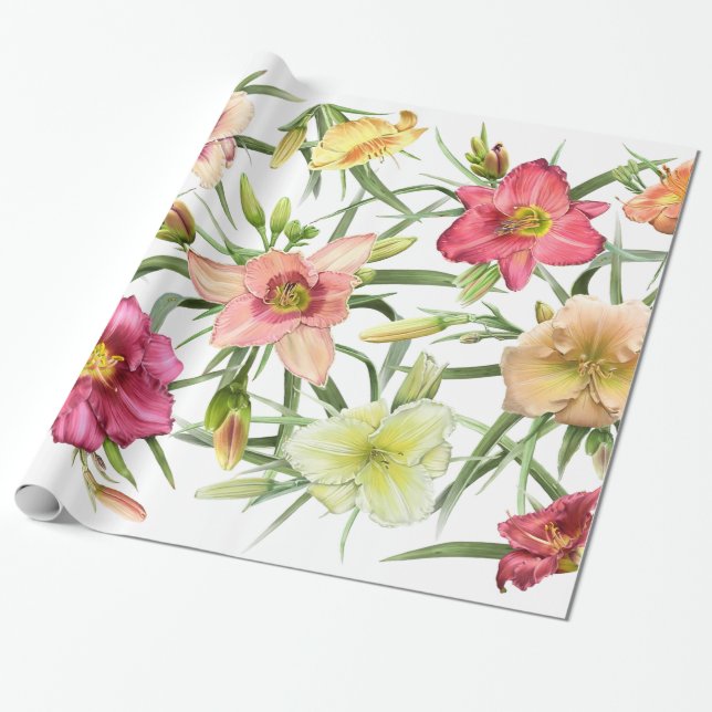 Daylilies All Over Wrapping Paper (Unrolled)
