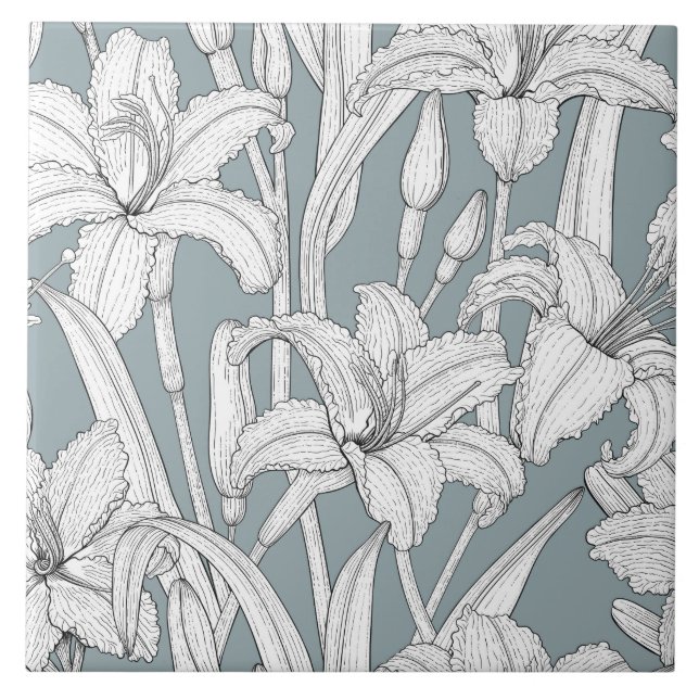 Daylilies Ceramic Tile (Front)