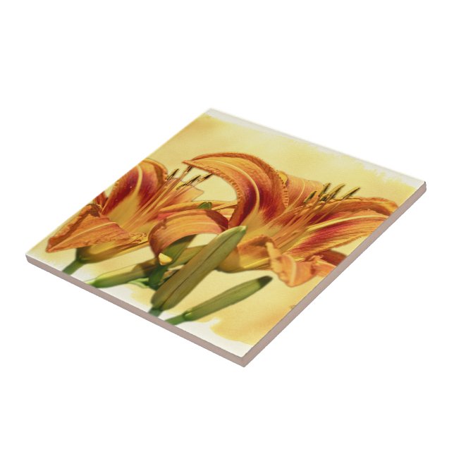 Daylilies - Hemerocallis Ceramic Tile (Side)