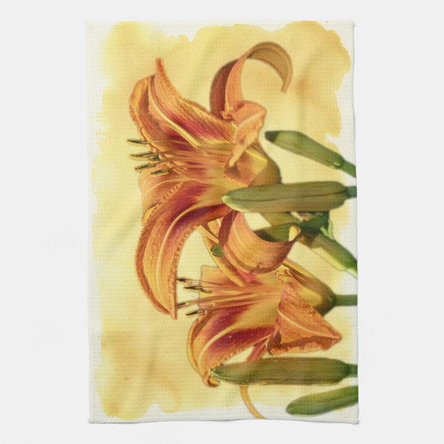 Daylilies - Hemerocallis Tea Towel (Vertical)