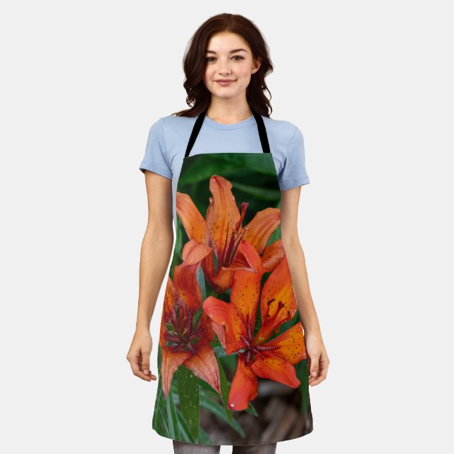 Daylily Botanical Print, Canadian Photography Apron (Worn)