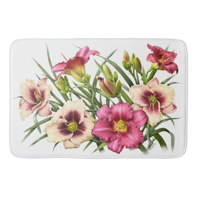 Daylily Bouquet Rubies Bath Mat (Front)