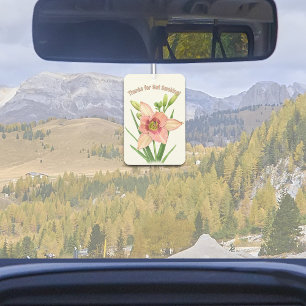 Daylily Flower Botanical Art Personalised Car Air Freshener