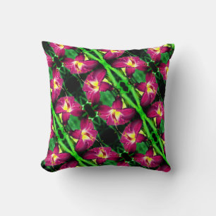 Daylily Flower Close Up Abstract Pattern Cushion