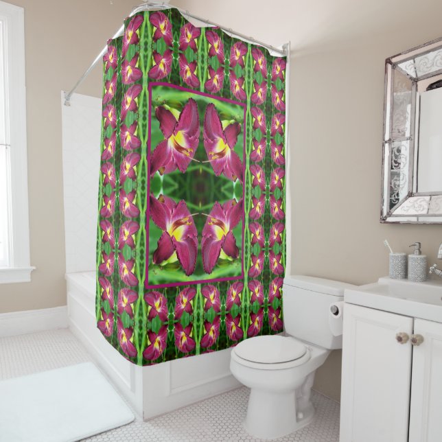 Daylily Flower Close Up Abstract Pattern   Shower Curtain (In Situ)