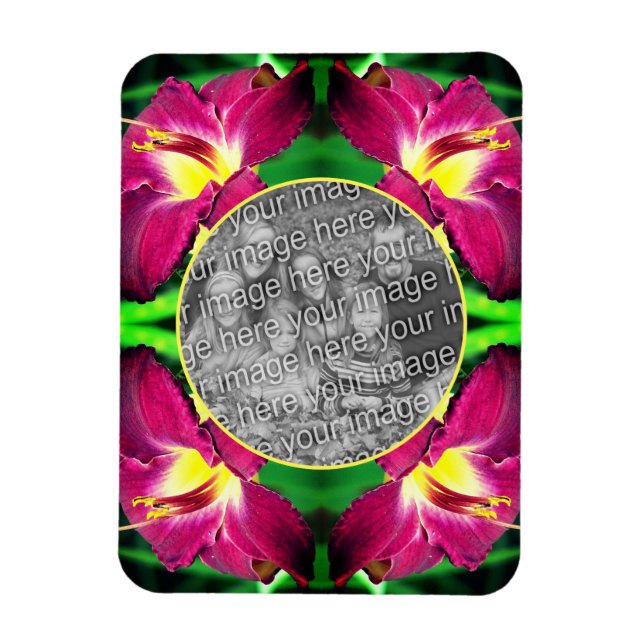 Daylily Flower Frame Create Your Own Photo Magnet (Vertical)