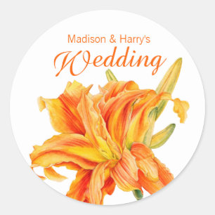 Daylily Hemerocallis floral orange stickers