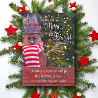 Days Be Merry Bright Bold Cute Rustic Log Snowman