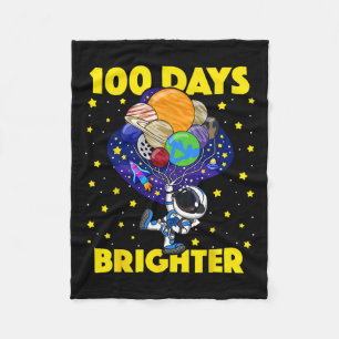 Days Brighter 100th Day Of School Astronaut Space Fleece Blanket