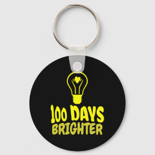 Days Brighter Happy 100 Days Of School Boys Girls Key Ring