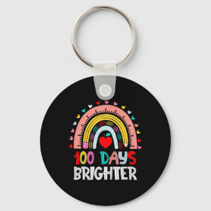 Days Brighter Rainbow 100th Day Of School Teacher Key Ring