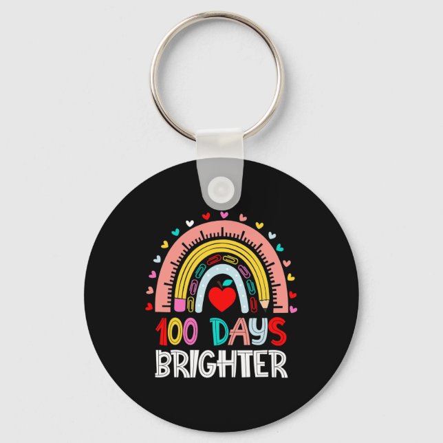 Days Brighter Rainbow 100th Day Of School Teacher  Key Ring (Front)