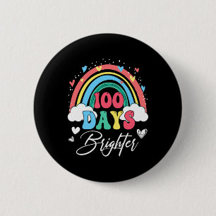 Days Brighter Rainbow Teacher Student 100th Day Sc 6 Cm Round Badge