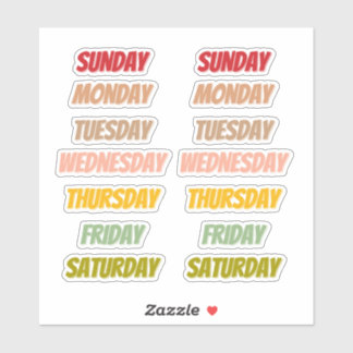 Days Colour Font style Stickers