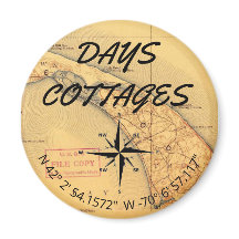 Days Cottages Map with Coordinates Magnet