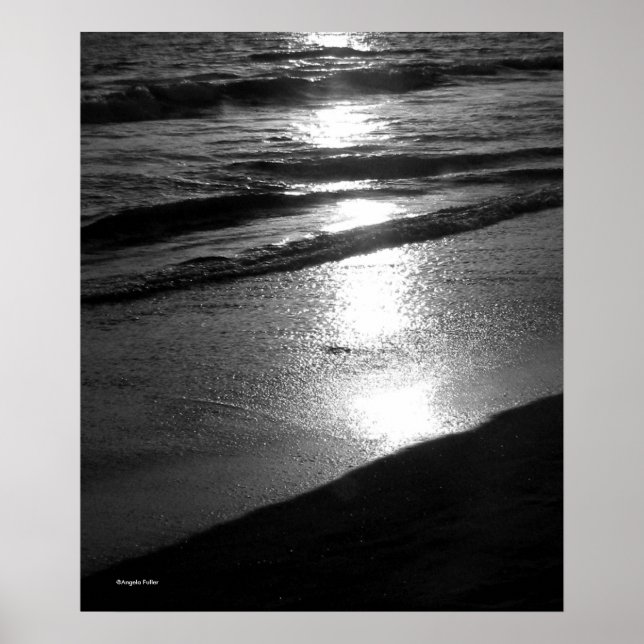 Day's End at Dog Beach B/W Poster (Front)