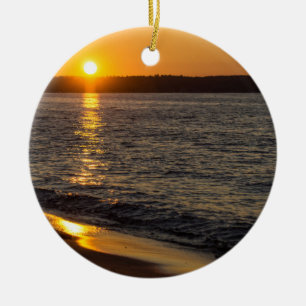 Days End At Traverse City Ceramic Ornament
