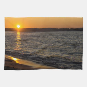 Days End At Traverse City Tea Towel