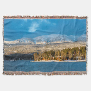 Days Last Light Shines On Ski Runs Of Whitefish Throw Blanket